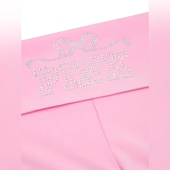 PINK x LoveShackFancy Cotton Foldover Flare Leggings - Picture 4 of 5